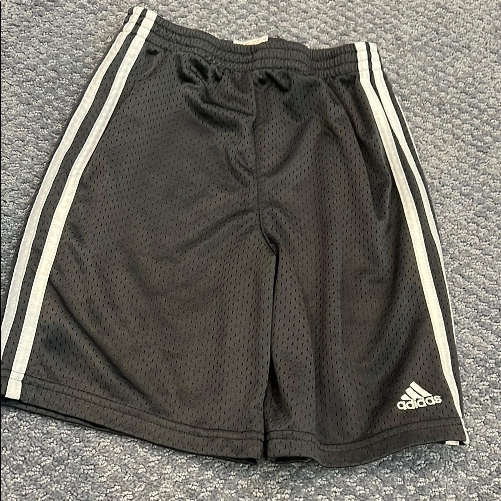 Adidas Black Mesh Shorts with White Stripes